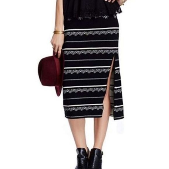 Free People slit pencil skirt in nordic stripe - Picture 7 of 11